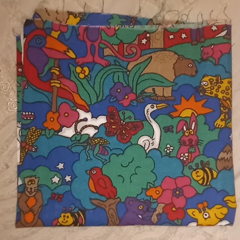 Extra Left Over Fabric Animal Print Noah's Ark Fabric Craft Curtain 44